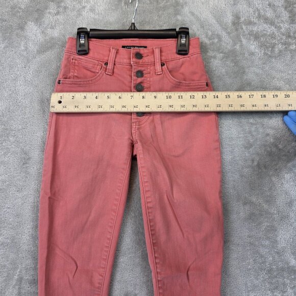 Lucky Brand High Rise Bridgette Crop Skinny Jeans Womens 00 24 Pink Button Fly - Picture 5 of 14